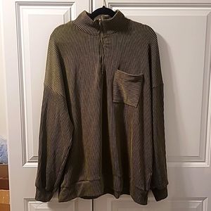 NWOT White Birch Ribbed Knit Mock Neck 1/4 Zip Long Sleeve Top Size 1X